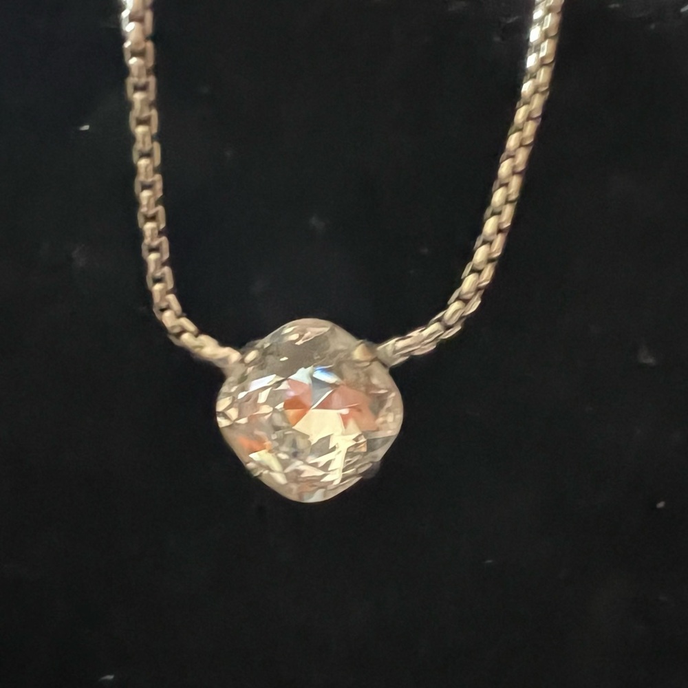 Sabika Classics One Stone Fashion Jewelry Necklace Clear Rhinestone Silver Tone